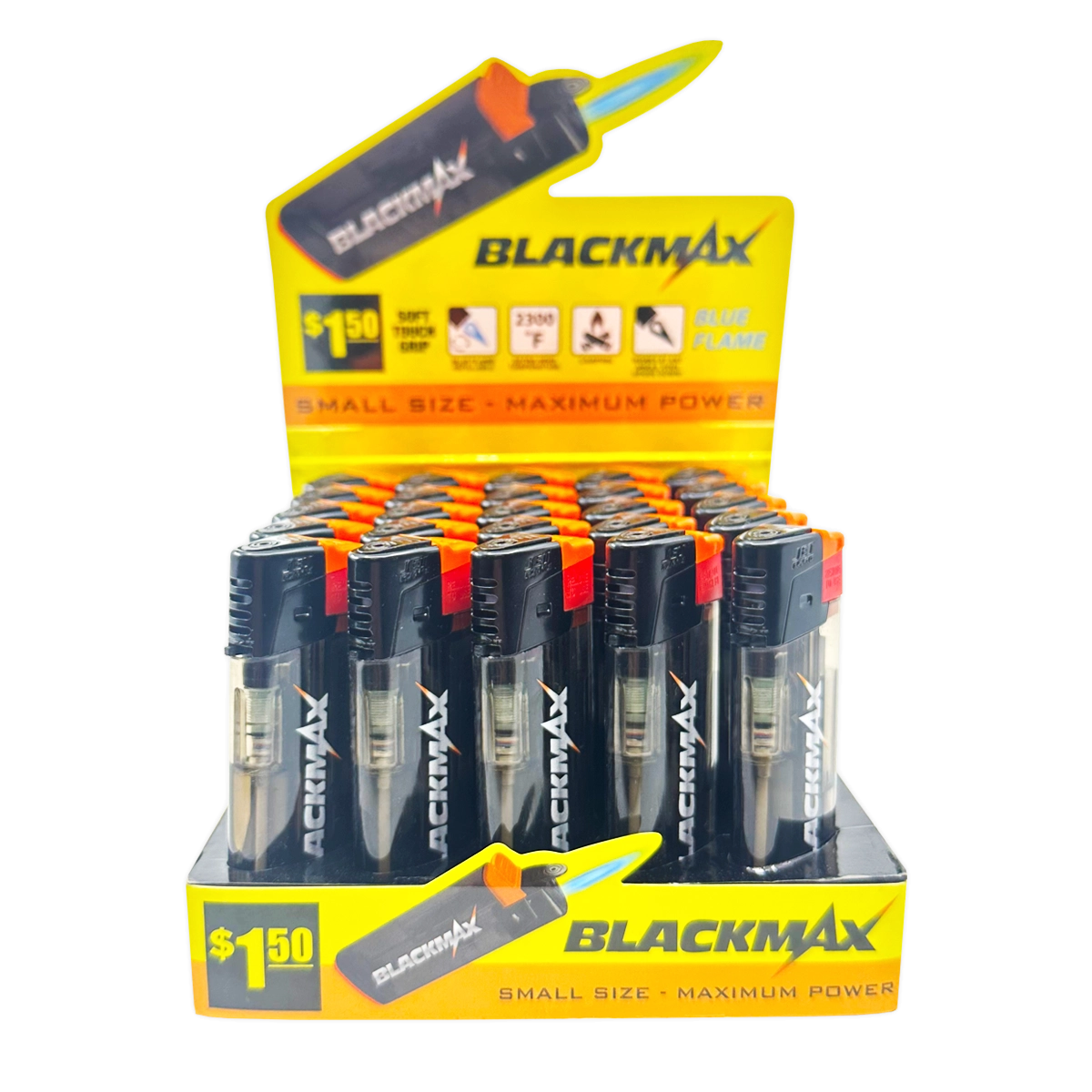 Black max Jet Flame Lighter - 25 Pieces Per Retail Ready Display 41694