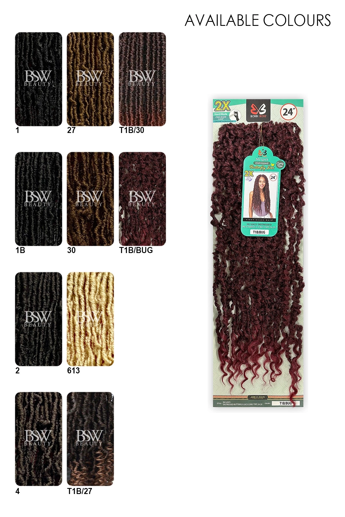 BOBBI BOSS NU 2X DISTRESSED BUTTERFLY LOCS CURLY TIPS