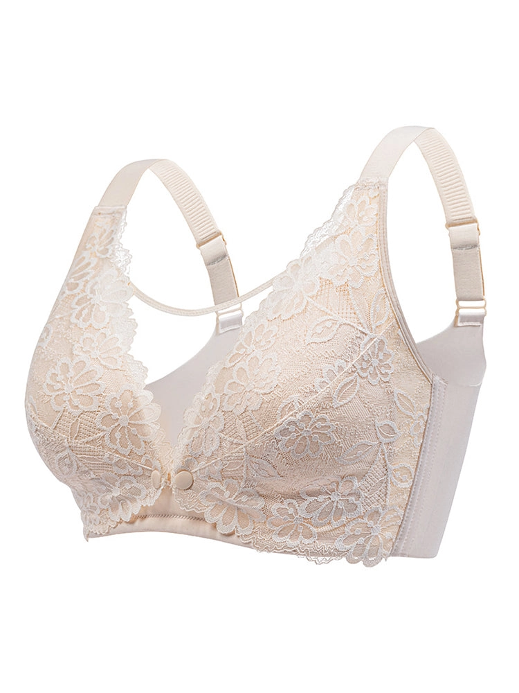 Breathable Lace Wireless Nursing Bras with Front Closure