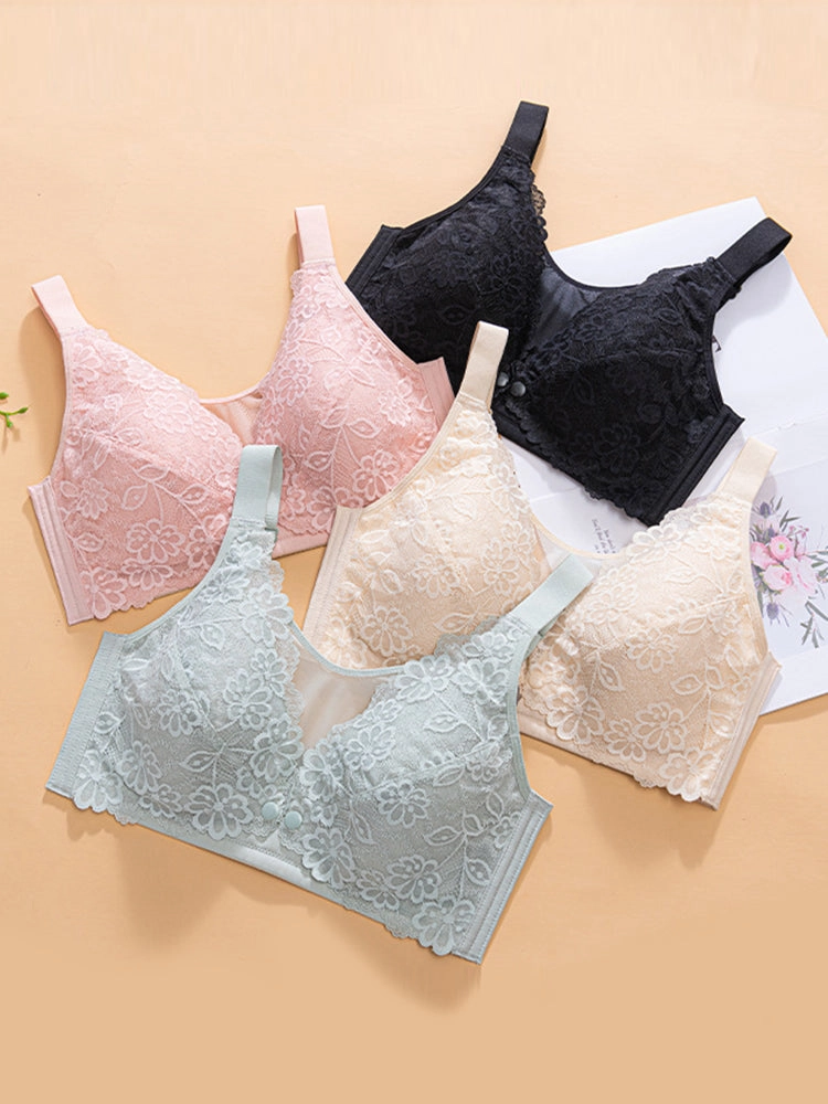 Breathable Lace Wireless Nursing Bras with Front Closure