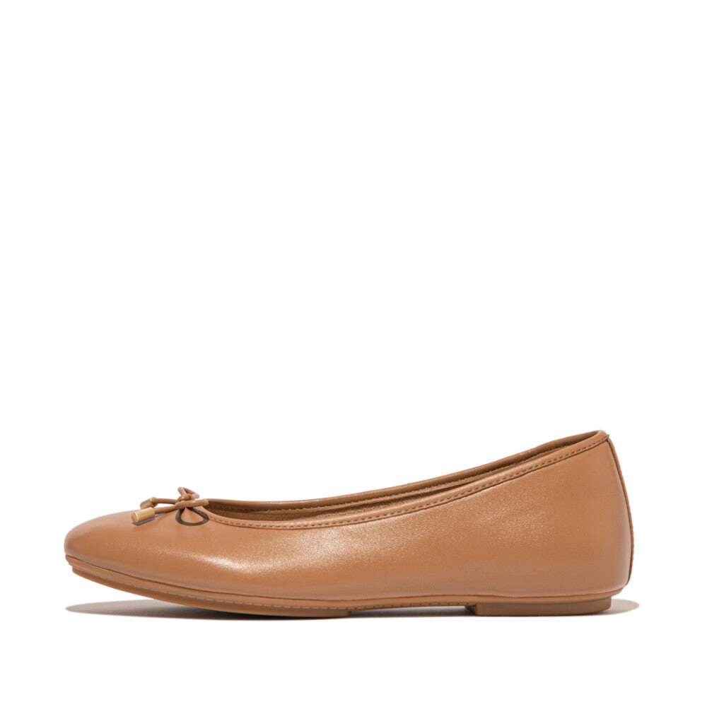 DELICATO BOW SOFT LEATHER BALLET FLATS
