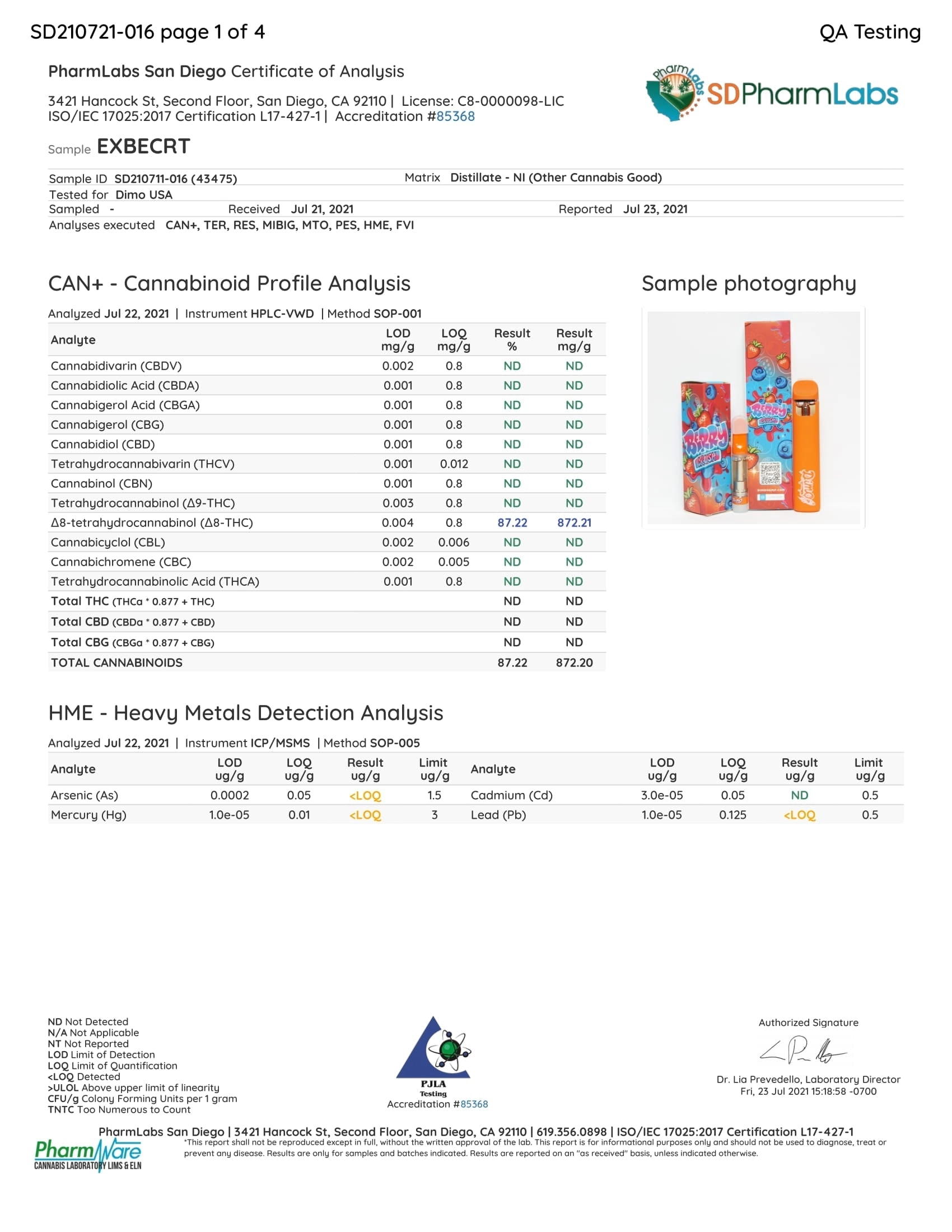 Dimo - Berry Crush Hybrid - D8 LR Cartridge