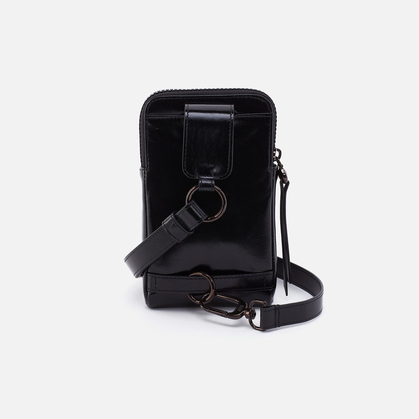 Dixon Phone Sling In High Gloss Leather - Black
