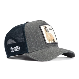 Goorin Bros Suited Champ Adjustable Trucker Snapback Hat - Graphite Pinstripe. Navy