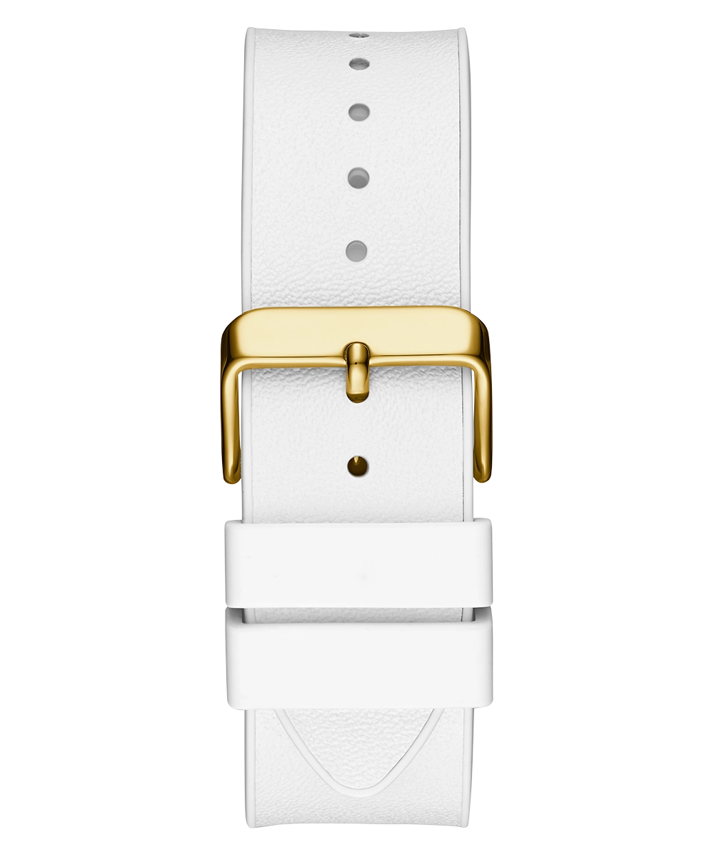 GUESS Mens White Gold Tone Multi-function Watch