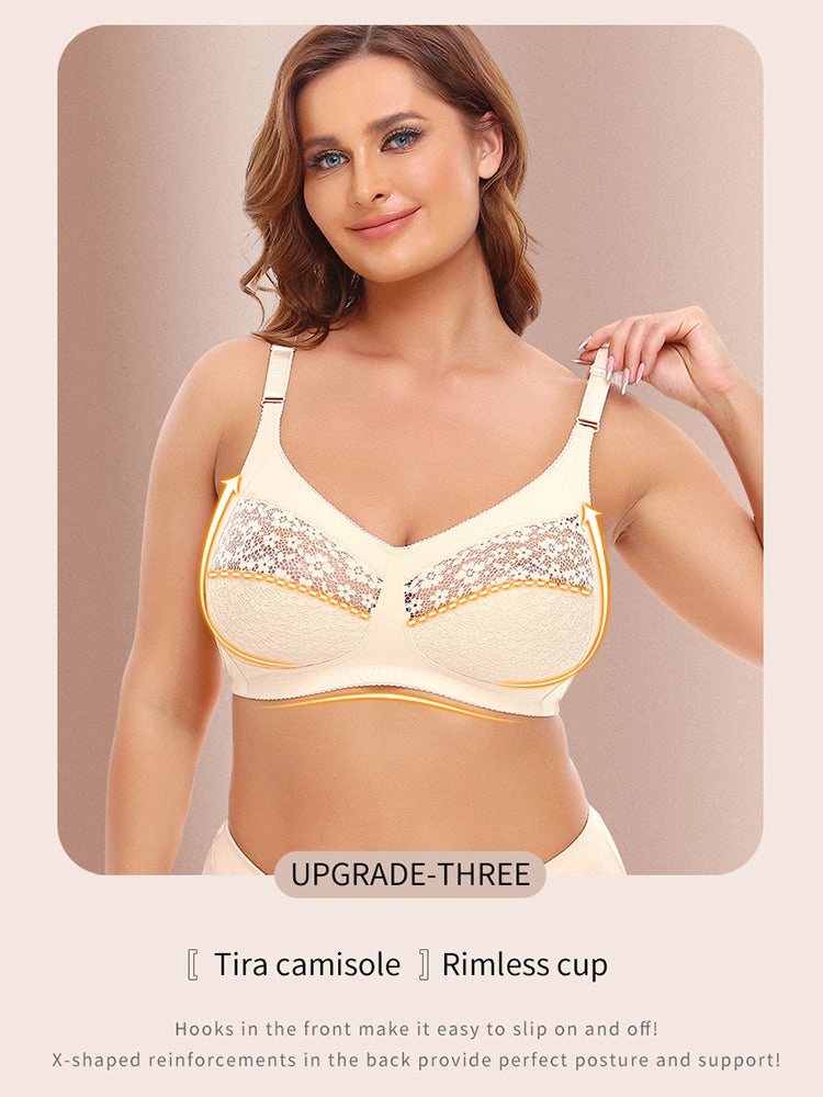 Lace Floral Wireless Magic Lift Full Cup Bras