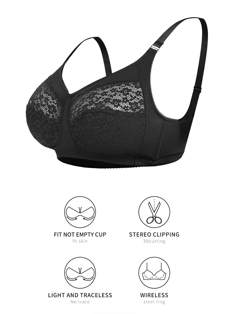 Lace Floral Wireless Magic Lift Full Cup Bras