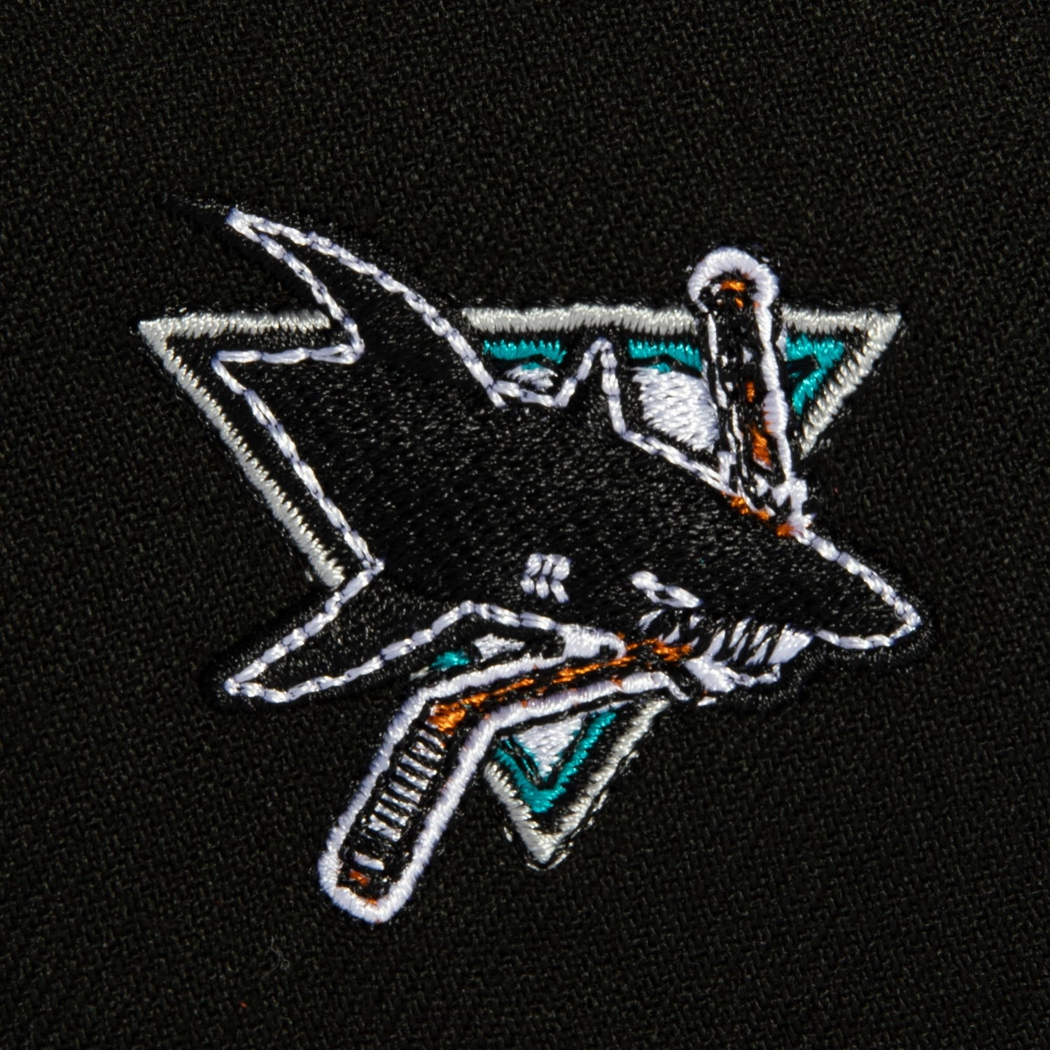 New Era 9Fifty A-Frame San Jose Sharks Logo Patch Script Snapback Hat - Black. Teal