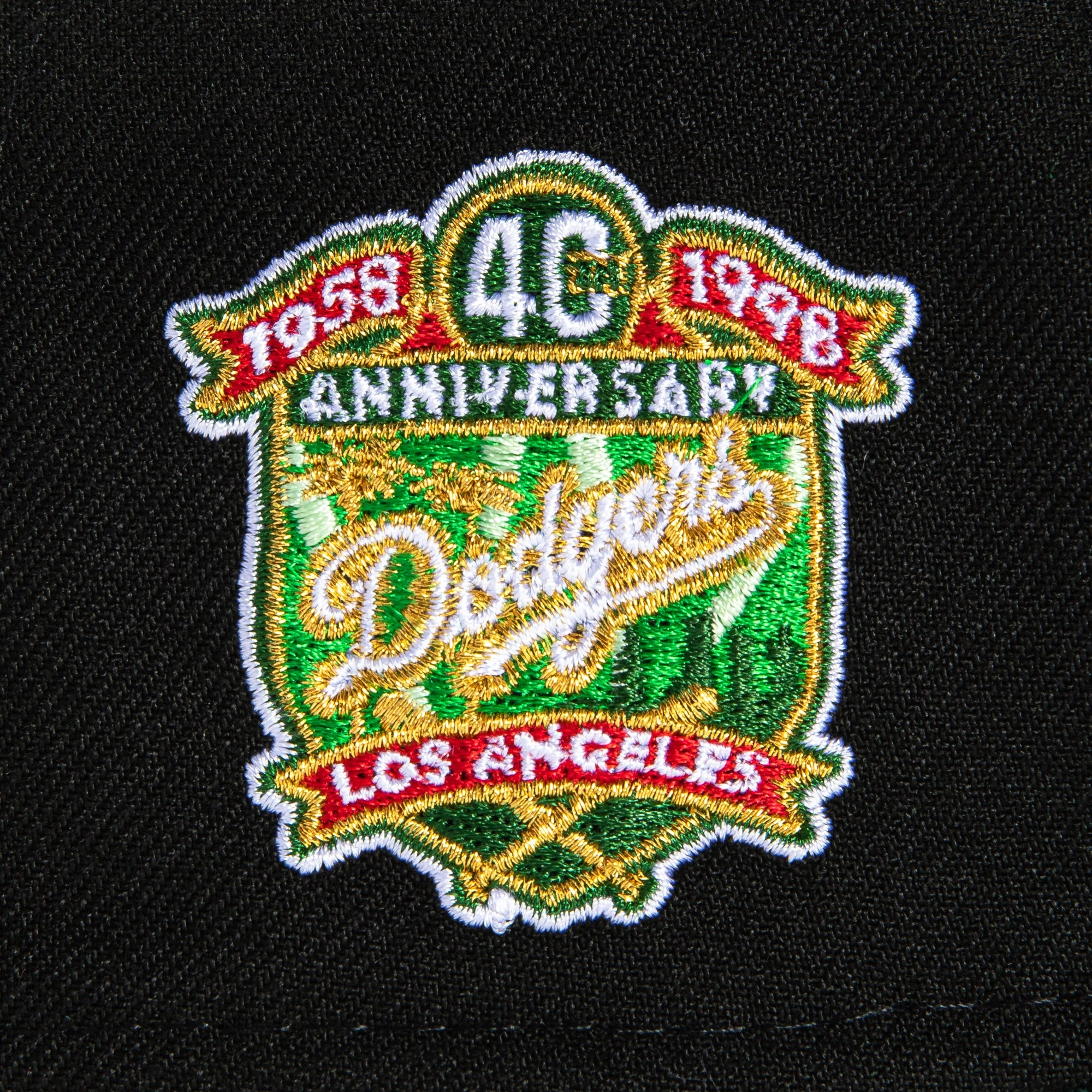 New Era 9Forty A-Frame Los Angeles Dodgers 40th Anniversary Patch Word Snapback Hat - Black. Green