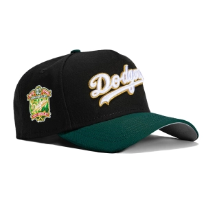 New Era 9Forty A-Frame Los Angeles Dodgers 40th Anniversary Patch Word Snapback Hat - Black. Green