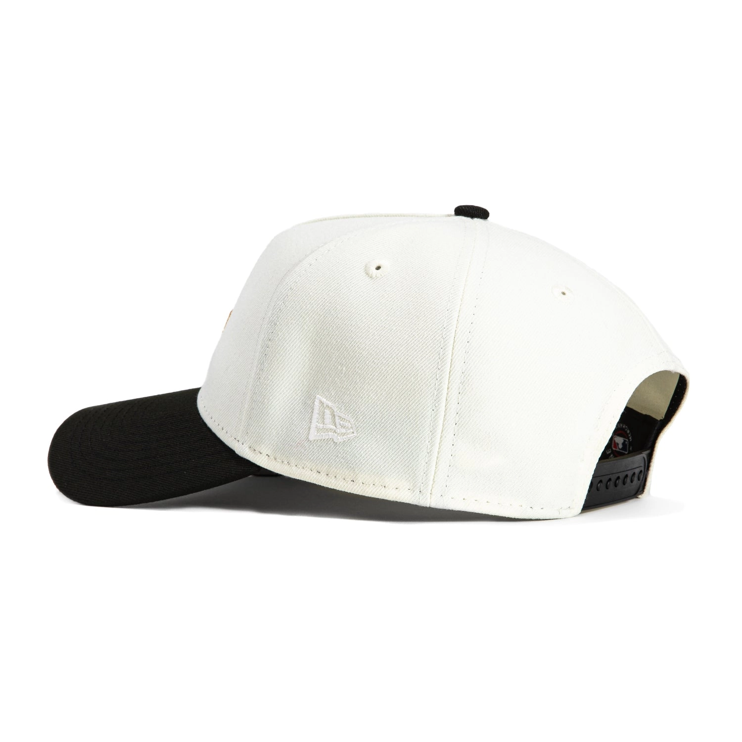 New Era 9Forty A-Frame Los Angeles Dodgers 60th Anniversary Stadium Patch Snapback Hat - White. Black. Metallic Gold