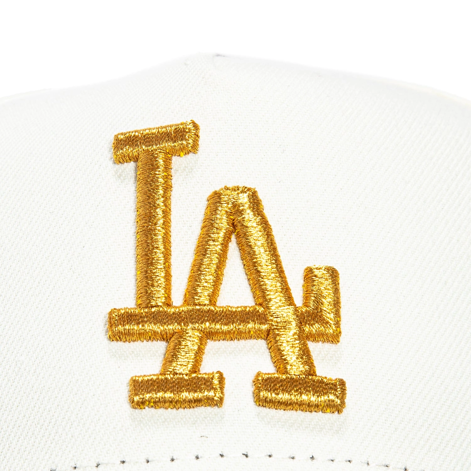 New Era 9Forty A-Frame Los Angeles Dodgers 60th Anniversary Stadium Patch Snapback Hat - White. Black. Metallic Gold