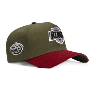 New Era 9Forty A-Frame Los Angeles Kings Logo Patch Snapback Hat - Olive. Cardinal