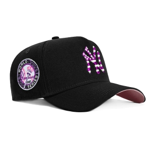 New Era 9Forty A-Frame New York Yankees 1949 World Series Patch Flag Snapback Hat - Black. Purple