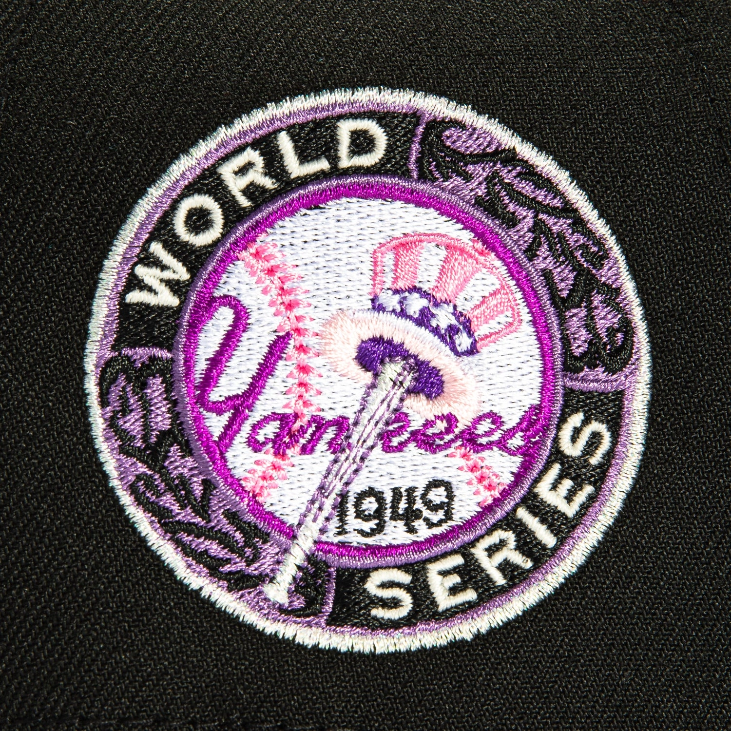 New Era 9Forty A-Frame New York Yankees 1949 World Series Patch Flag Snapback Hat - Black. Purple