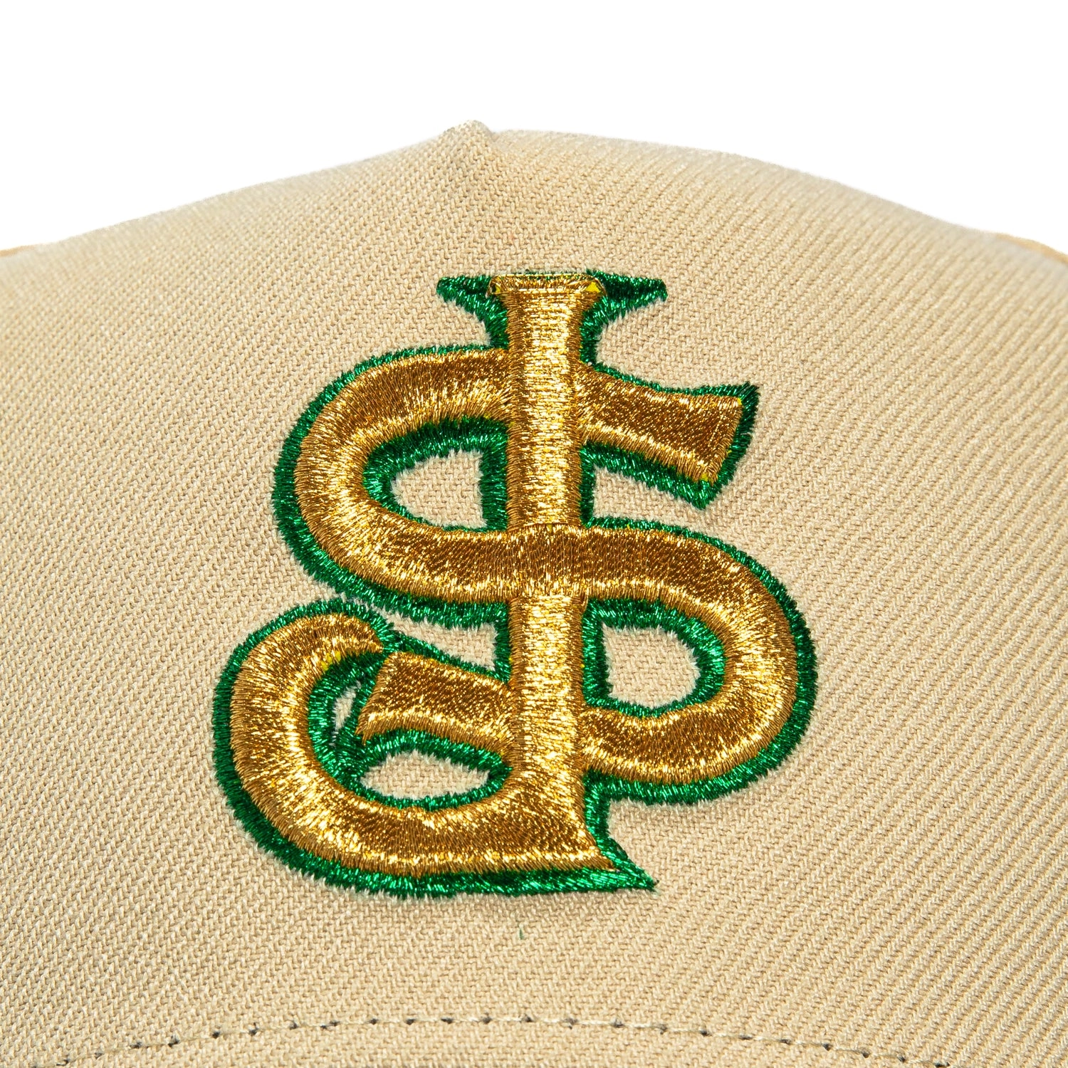 New Era 9Forty A-Frame San Jose Giants Snapback Hat - Tan. Green. Metallic Gold