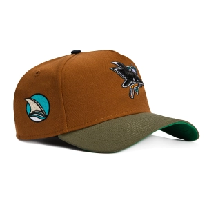 New Era 9Forty A-Frame San Jose Sharks Logo Patch Snapback Hat - Khaki. Olive