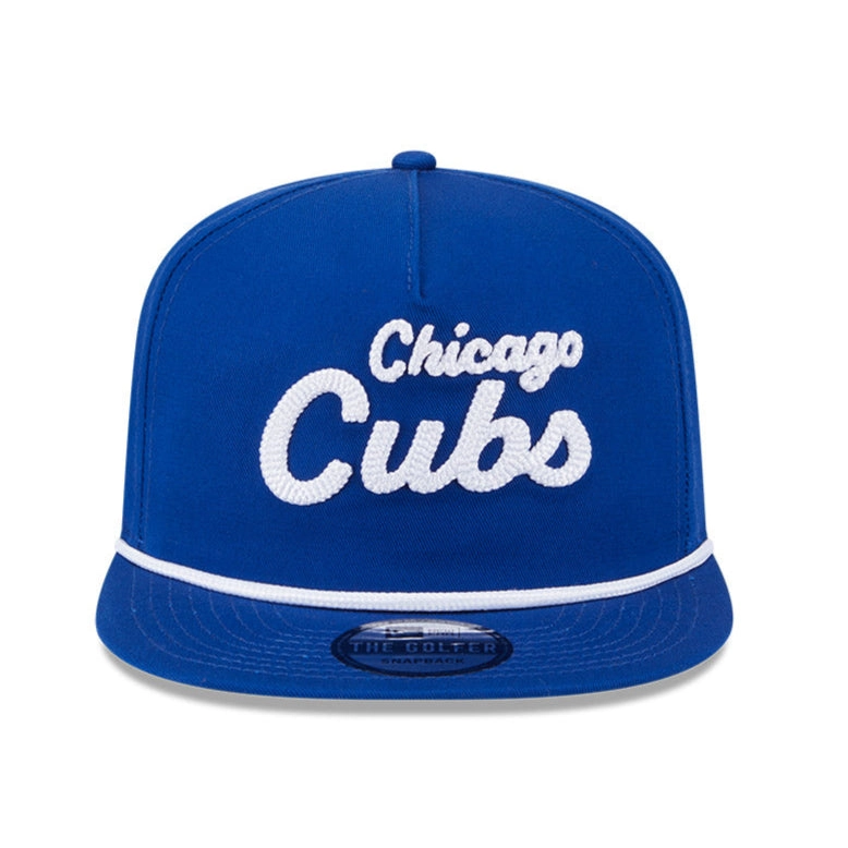 New Era Golfer Team Chain Stitch Chicago Cubs Logo Patch Snapback Hat - Royal