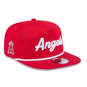 New Era Golfer Team Chain Stitch Los Angeles Angels Logo Patch Snapback Hat - Red