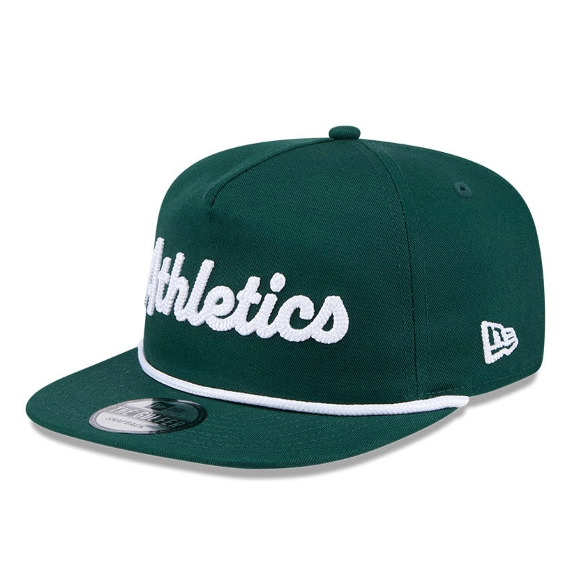 New Era Golfer Team Chain Stitch Oakland Athletics Logo Patch Snapback Hat - Green