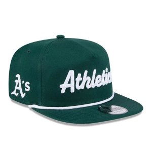 New Era Golfer Team Chain Stitch Oakland Athletics Logo Patch Snapback Hat - Green