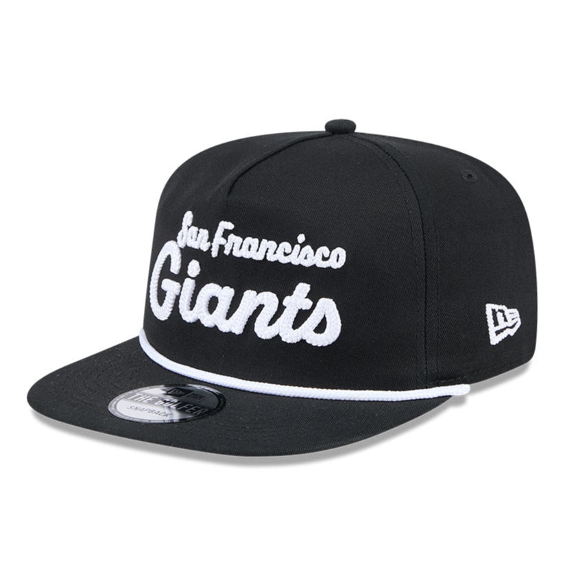New Era Golfer Team Chain Stitch San Francisco Giants Logo Patch Snapback Hat - Black
