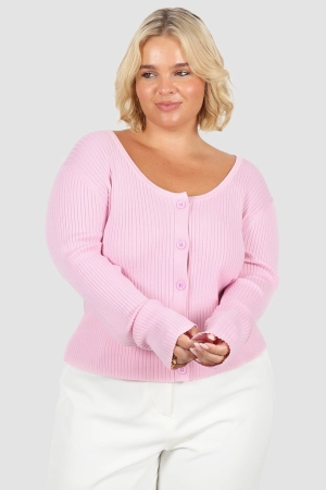 NIVARA RIB CARDIGAN SOFT PINK