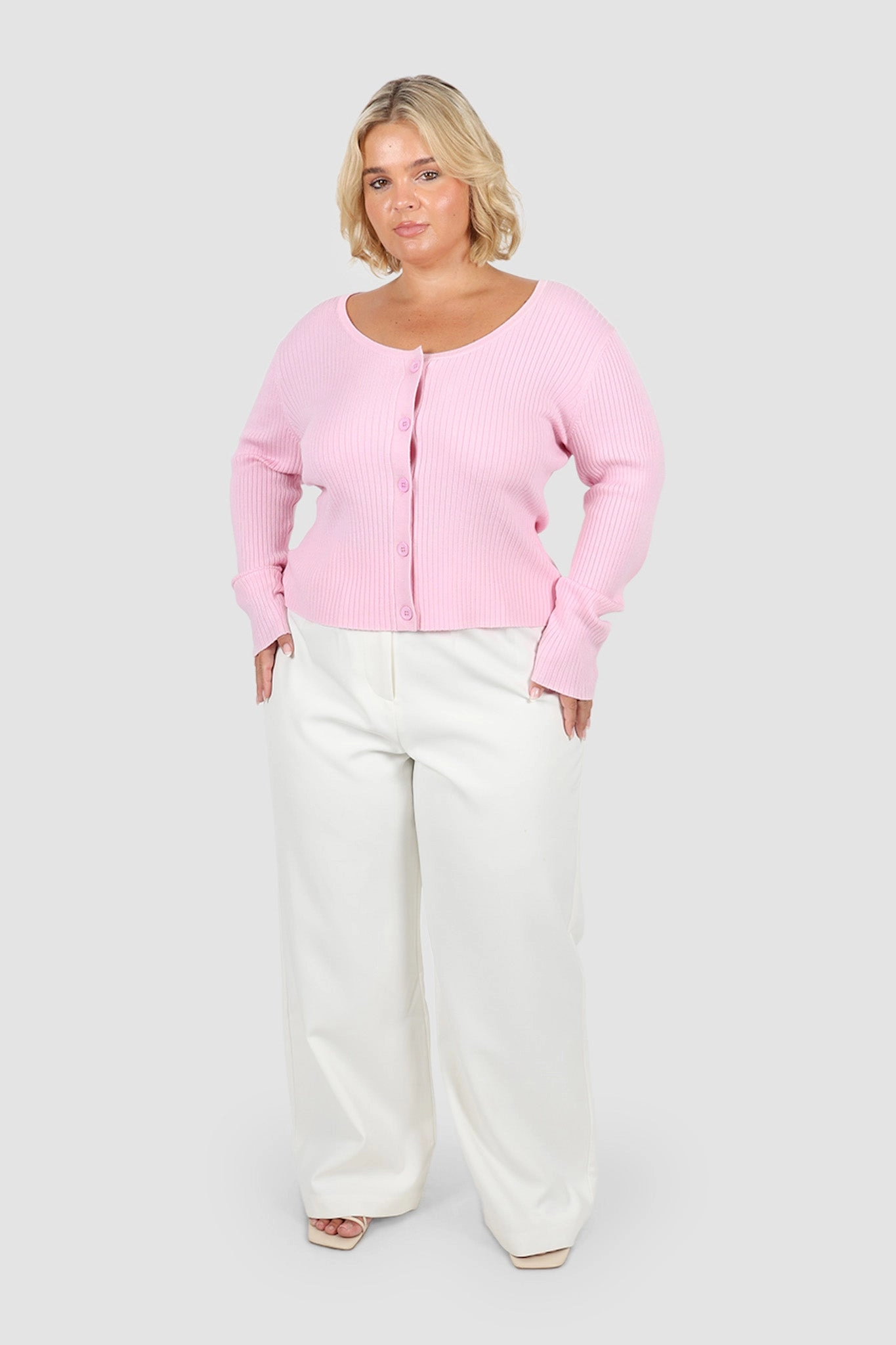 NIVARA RIB CARDIGAN SOFT PINK