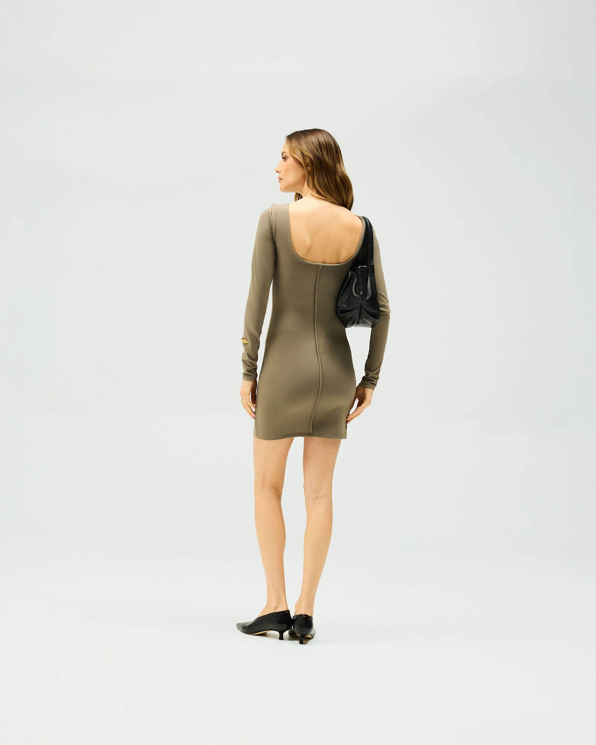 Owners Club Long Sleeve Fitted Dress - Safari