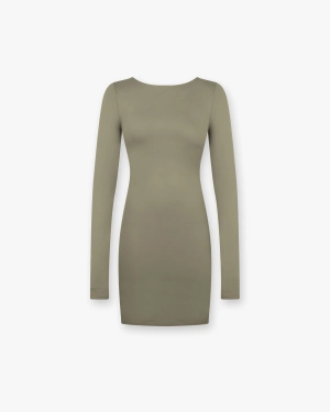 Owners Club Long Sleeve Fitted Dress - Safari