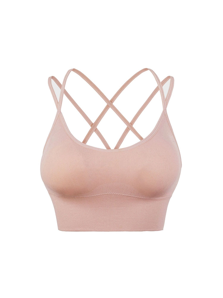 Sexy Criss-Cross Back Tank Sports Wireless Bra