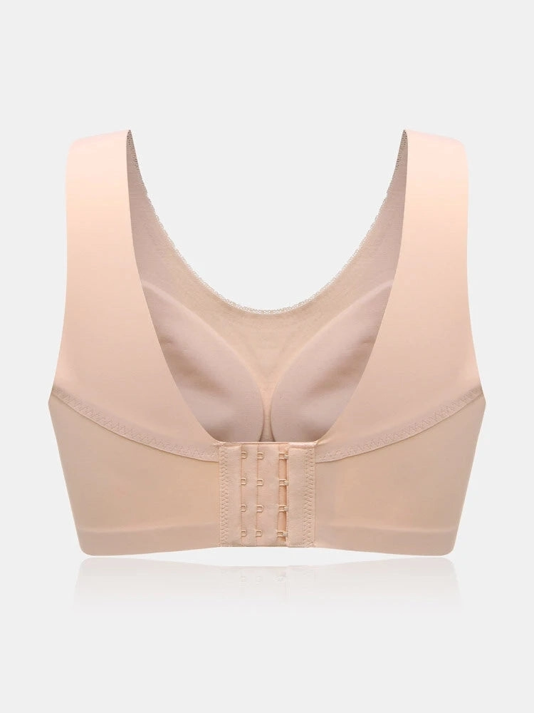Solid Lightly Wide Strap Shoulder Breathable Wireless Bra