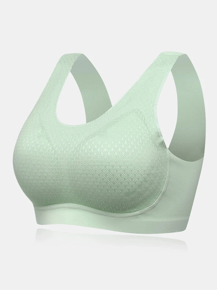 Solid Lightly Wide Strap Shoulder Breathable Wireless Bra