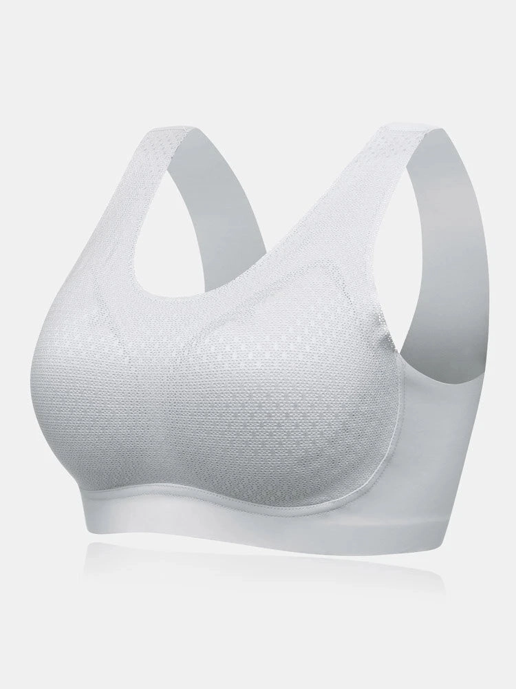 Solid Lightly Wide Strap Shoulder Breathable Wireless Bra