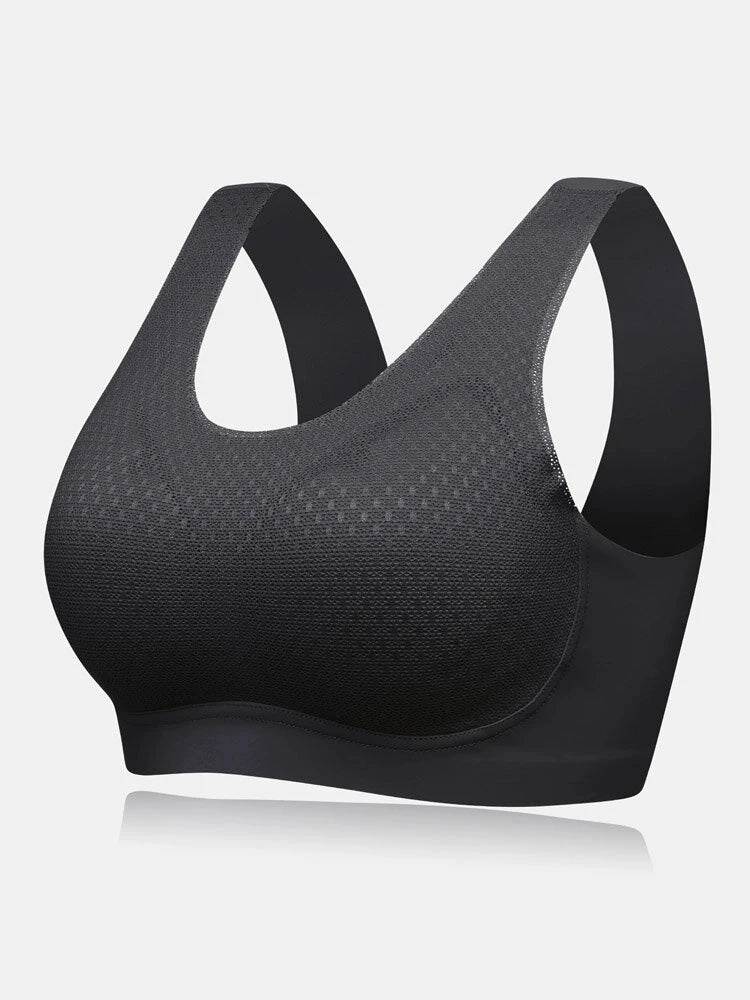 Solid Lightly Wide Strap Shoulder Breathable Wireless Bra