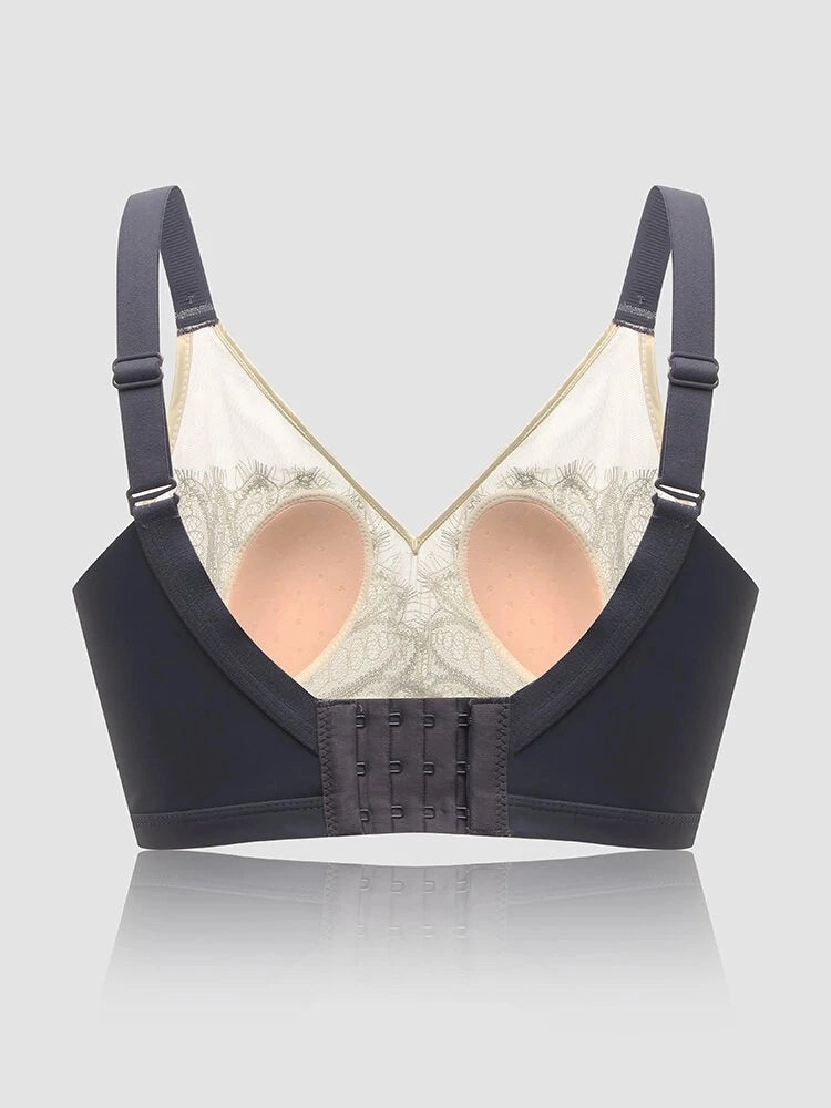 Women Jacquard Lace Trim Transparent Thin Wireless Bras