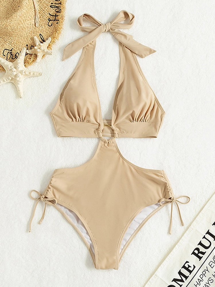 Women's Halter High Waist Cutout Bathing One Piece Swimsuit