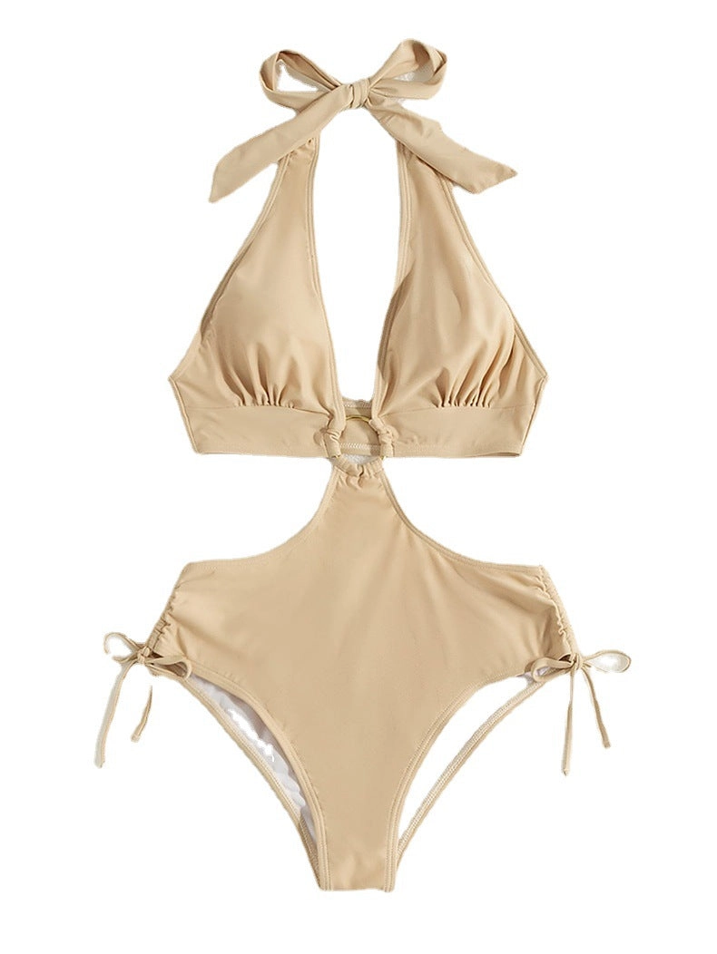 Women's Halter High Waist Cutout Bathing One Piece Swimsuit