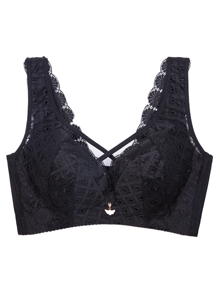 Women's Sexy Front Criss-Cross Lace Minimizer Bra
