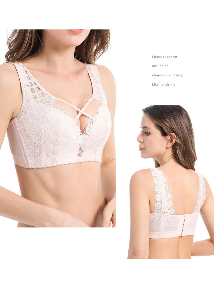 Women's Sexy Front Criss-Cross Lace Minimizer Bra