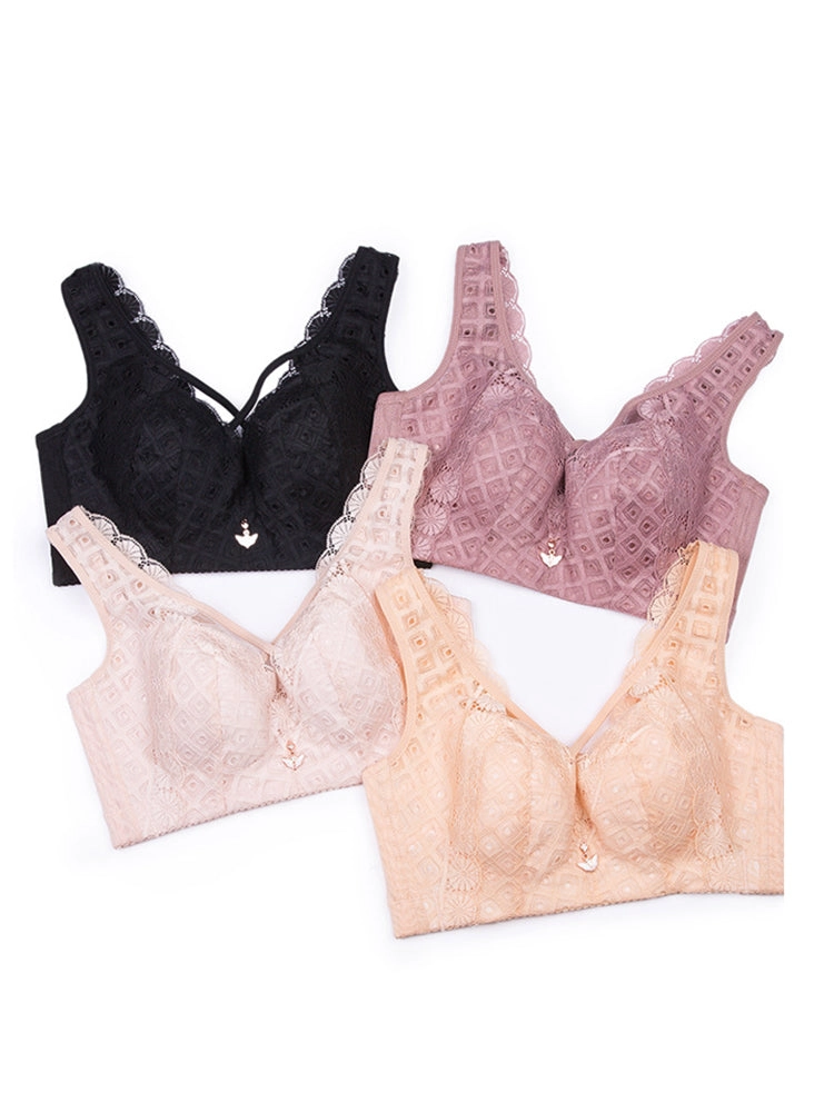 Women's Sexy Front Criss-Cross Lace Minimizer Bra