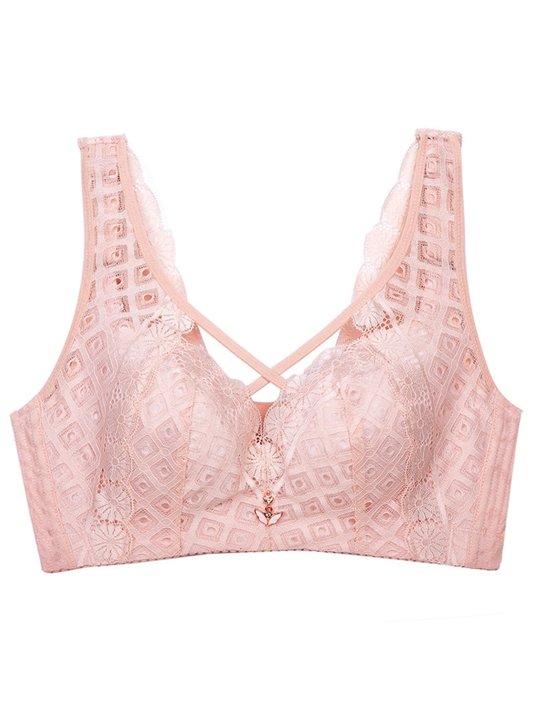 Women's Sexy Front Criss-Cross Lace Minimizer Bra