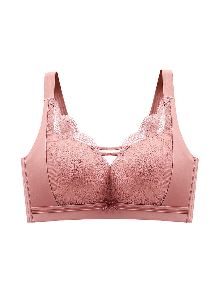 Women's Wire Free Beauty Lace Full Coverage Minimizer Bras